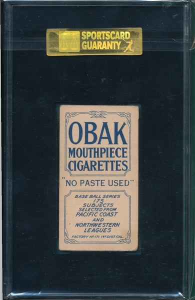 1910 T212-2 Gaddy Obak Cigarettes SGC 40 *No Paste Used*
