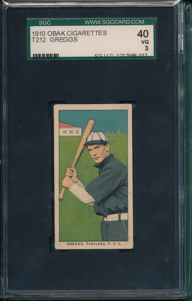 1910 T212-2 Greggs Obak Cigarettes SGC 40 *Convenient Sensible*