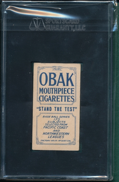 1910 T212-2 Bennett Obak Cigarettes SGC 40 *Stand The Test*