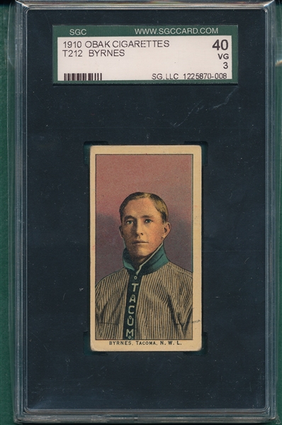 1910 T212-2 Byrnes Obak Cigarettes SGC 40 *They Excel*