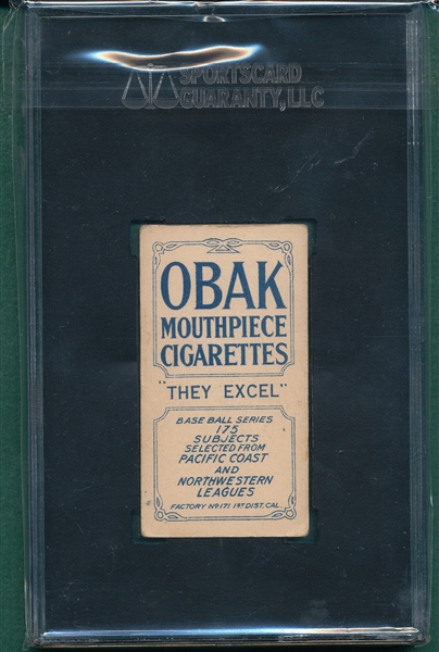 1910 T212-2 Byrnes Obak Cigarettes SGC 40 *They Excel*