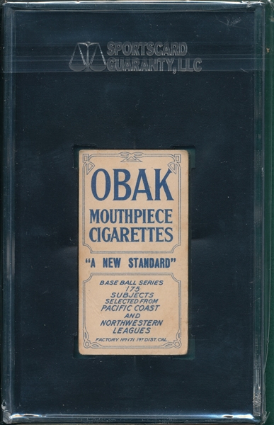 1910 T212-2 Coy Obak Cigarettes SGC 30 *A New Standard*