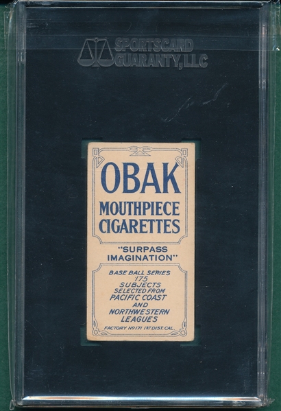 1910 T212-2 Dillon Obak Cigarettes SGC 40 *Surpass Imagination*