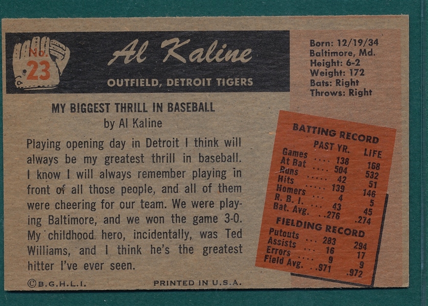 1955 Bowman #23 Al Kaline