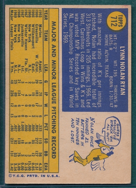 1970 Topps #712 Nolan Ryan 