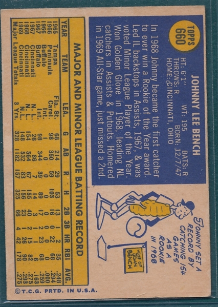 1970 Topps #660 Johnny Bench