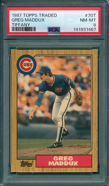 1987 Topps Traded #70T Greg Maddux, Rookie PSA 8 *Tiffany* 