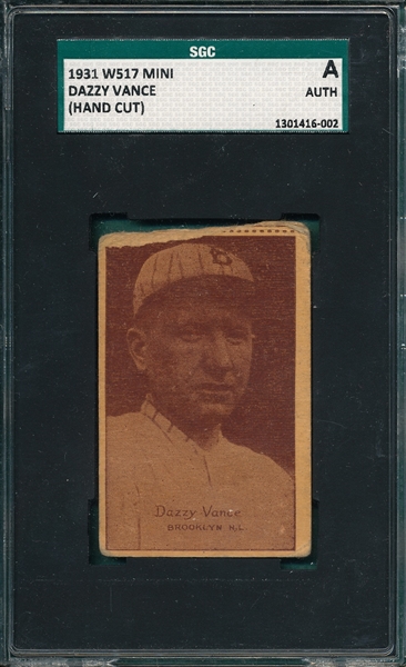 1931 W517 Mini Dazzy Vance SGC Authentic