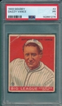 1933 Goudey #2 Dazzy Vance PSA 1