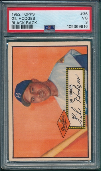 1952 Topps #36 Gil Hodges PSA 3 *Black*