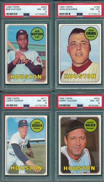1969 Topps Lot of (4) W/ #562 Watson PSA 8