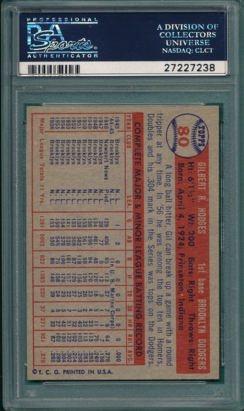 1957 Topps #80 Gil Hodges PSA 6
