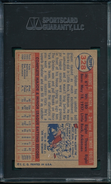 1957 Topps #328 Brooks Robinson SGC 4 *Rookie*