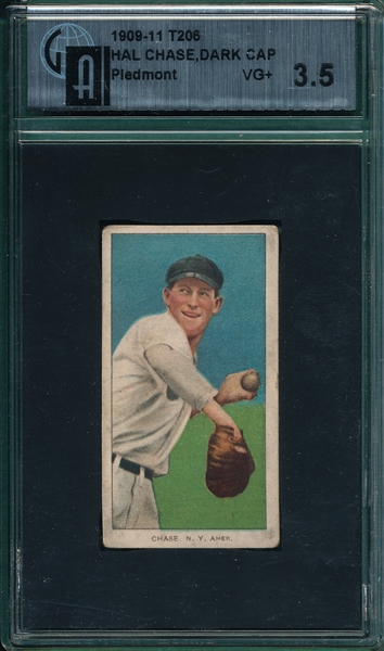 1911 T206 Chase, Dark Cap, Piedmont Cigarettes GAI 3.5