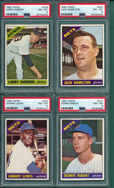 1966 Topps Lot of (4) W/ #228 Dierker PSA 8