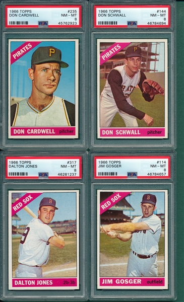 1966 Topps Lot of (4) W/ #235 Cardwell PSA 8