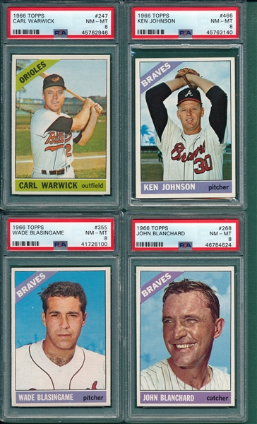 1966 Topps Lot of (4) W/ #247 Warwick PSA 8