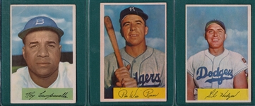 1954 Bowman #58 Reese, #138 Hodges & #90 Campanella, Lot of (3)
