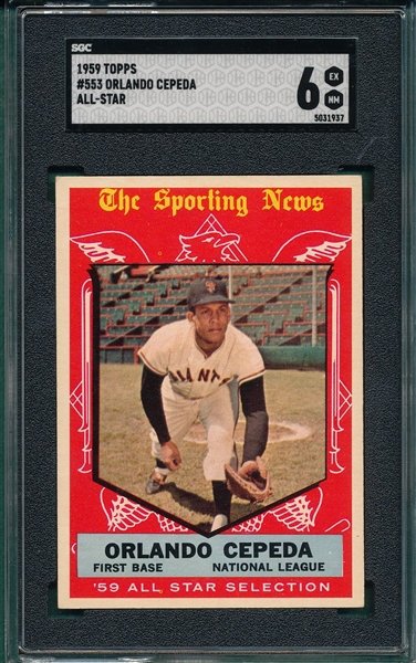 1959 Topps #553 Orlando Cepeda, AS, SGC 6