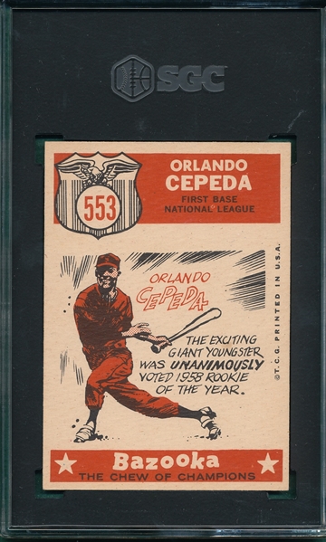 1959 Topps #553 Orlando Cepeda, AS, SGC 6