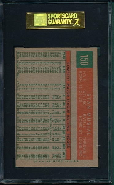1959 Topps #150 Stan Musial SGC 70