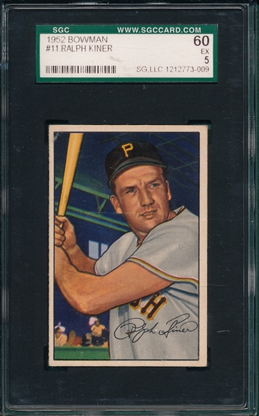 1952 Bowman #11 Ralph Kiner SGC 60