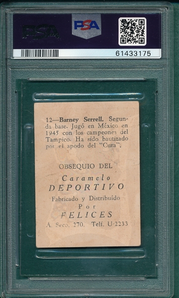 1945-46 Caramelo Deportivo #12 Barney Serrell PSA 2