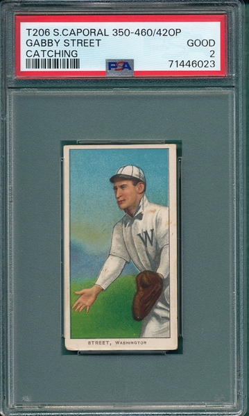 1909-1911 T206 Street, Catching, Sweet Caporal Cigarettes, PSA 2