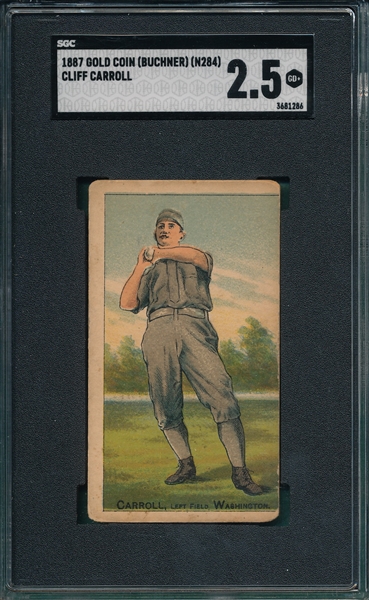 1887 N284 Cliff Carroll Buchner Gold Coin SGC 2.5
