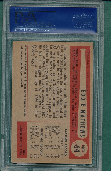 1954 Bowman #64 Ed Mathews PSA 6
