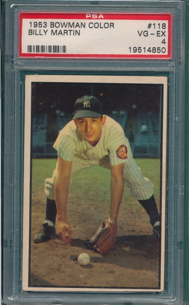 1953 Bowman Color #118 Billy Martin PSA 4