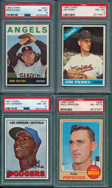 1964-68 Topps Lot of (4) W/ 1964 Duliba PSA 8