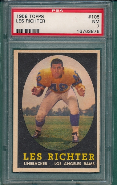 1958 Topps Football #105 Les Richter PSA 7
