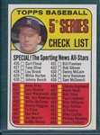 1969 Topps #412 Checklist, 5th Series W/ Mantle