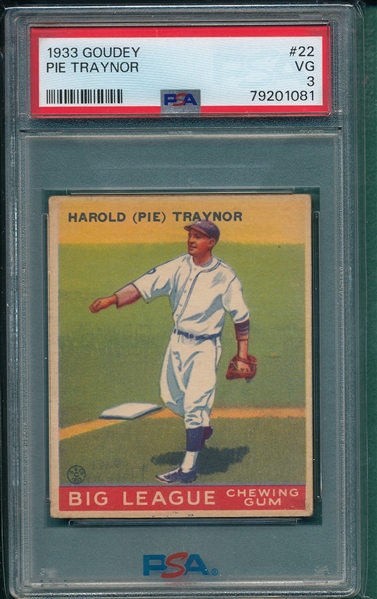 1933 Goudey #22 Pie Traynor PSA 3