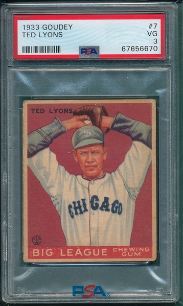 1933 Goudey #7 Ted Lyons PSA 3