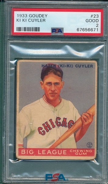 1933 Goudey #23 Ki Ki Cuyler PSA 2