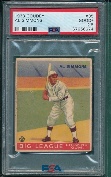 1933 Goudey #35 Al Simmons PSA 2.5