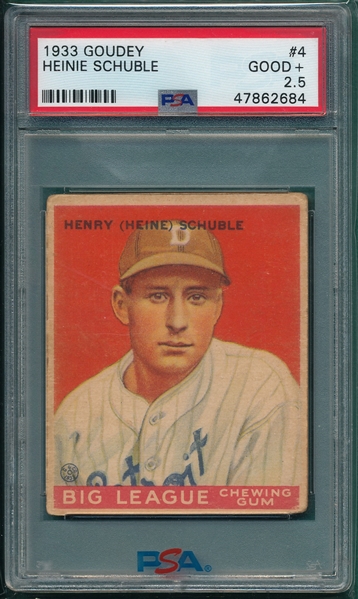 1933 Goudey #4 Heinie Schuble PSA 2.5
