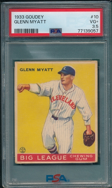 1933 Goudey #10 Glenn Myatt PSA 3.5