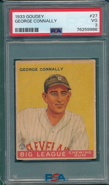 1933 Goudey #27 George Connally PSA 3