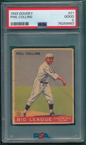 1933 Goudey #21 Phil Collins PSA 2