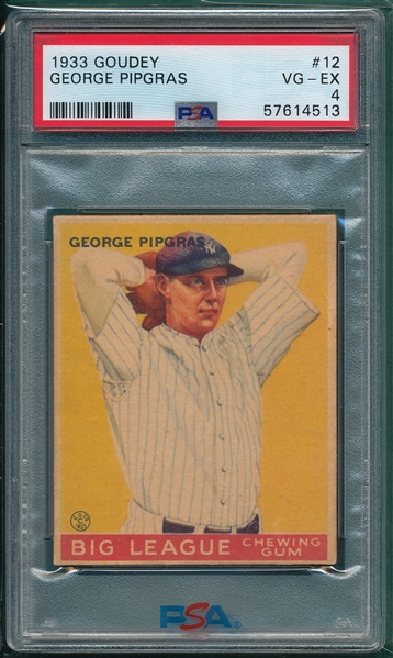 1933 Goudey #12 George Pipgras PSA 4
