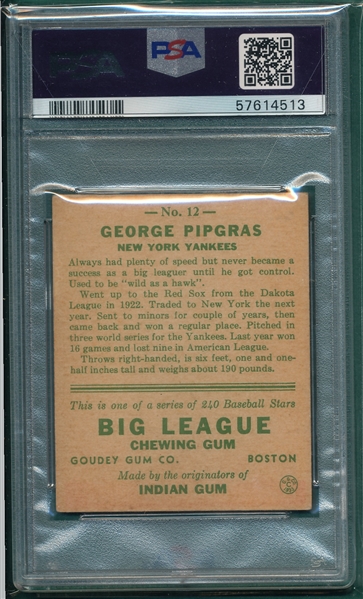 1933 Goudey #12 George Pipgras PSA 4
