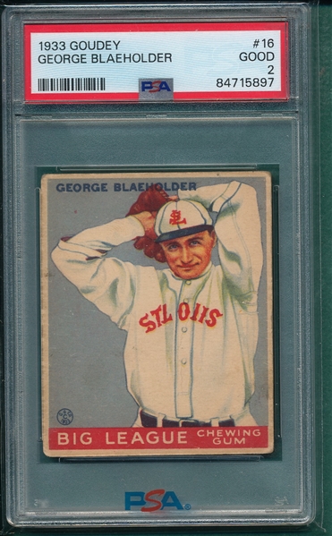 1933 Goudey #16 George Blaeholder PSA 2