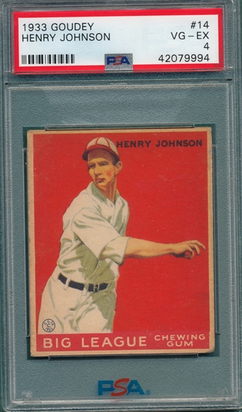 1933 Goudey #14 Henry Johnson PSA 4