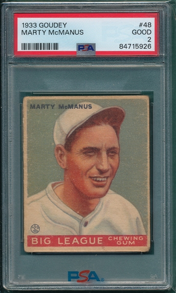 1933 Goudey #48 Marty McManus PSA 2