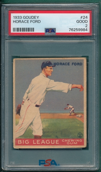 1933 Goudey #24 Horace Ford PSA 2