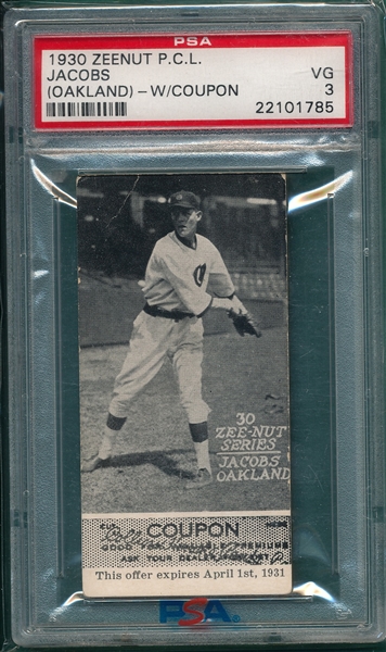 1930 Zeenut Jacobs PSA 3 *W/ Coupon*