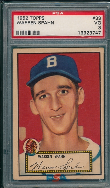 1952 Topps #33 Waren Spahn PSA 3